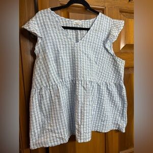 Blue and White Gingham Blouse